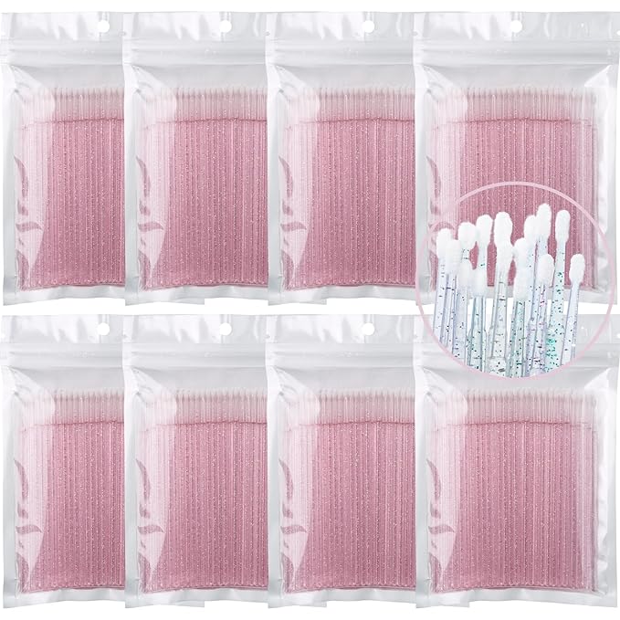 800 Pieces Microswabs for Eyelash Extensions, 10CM Lash Cotton Swabs, Microfiber Wands Brush for Lash Removal, Clean Mascara (Simple Packaging)-(Crystal Pink)