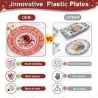 Red Plastic Plates, Fancy Disposable Pates, 10.25" dinner & 7.5" dessert plates - Image 4