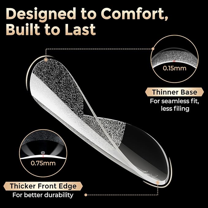 Short Almond Nail Tips: 504pcs Soft Gel Nail Tips Pre Etched Short Fake Nails, Half Matte Full Cover Clear Press on Nails for Nail Extension DIY Home, 12 Sizes Acrylic Gelly Tips