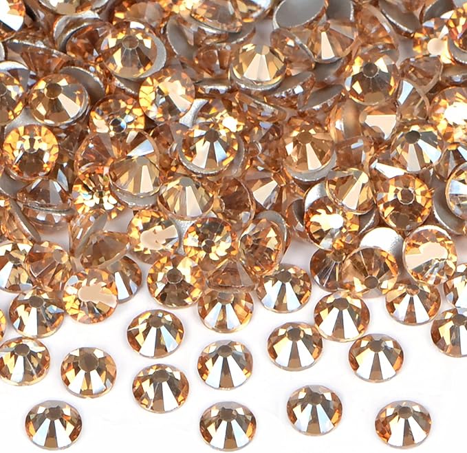 2880PCS Art Nail Rhinestones Non Hotfix Glue Fix Round Crystals Glass Flatback for DIY Jewelry Making with one Picking Pen (ss6 2880pcs, Lt. Peach)