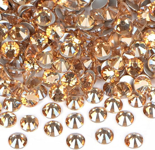 1440PCS Art Nail Rhinestones Non Hotfix Glue Fix Round Crystals Glass Flatback for DIY Jewelry Making with one Picking Pen (ss12 1440pcs, Lt. Peach)