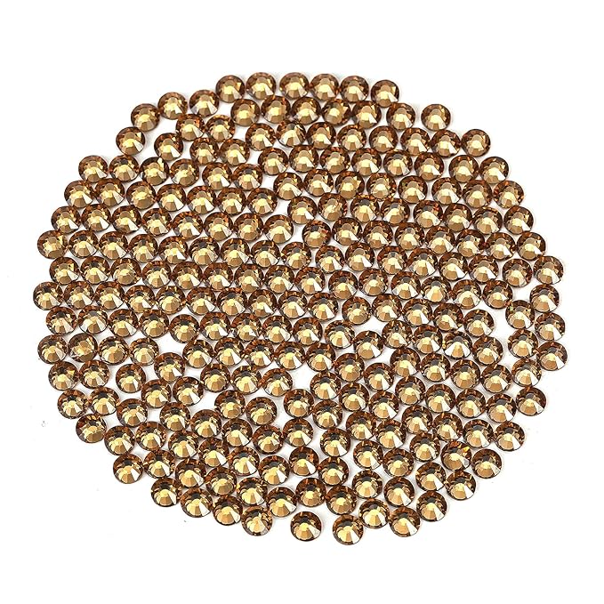 Novani Brown Rhinestones Flatback Rhinestones Glass Gems Stones Jewels Round Gemstones Non-Hotfix Crystal for Crafts,SS16,1440 Pieces,Topaz