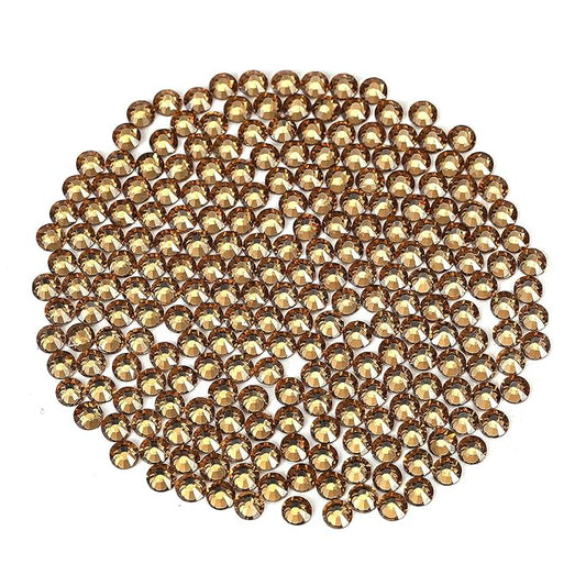 Novani Brown Rhinestones Flatback Rhinestones Glass Gems Stones Jewels Round Gemstones Non-Hotfix Crystal for Nail Crafts,SS12,1440 Pieces,Topaz