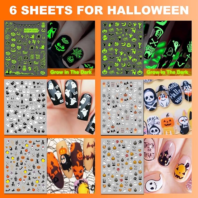 30 Sheets 8 Holiday Nail Art Stickers, Variety Pack All Season Nail Decals for All Year, Self-Adhesive Pegatinas Uñas 4th of July Halloween Fall Christmas Valentine St. Patrick's