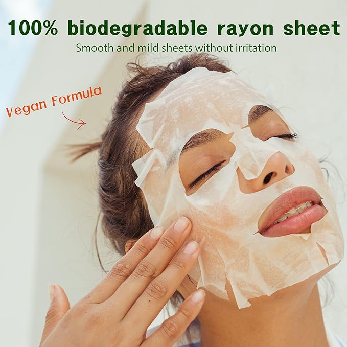 Purederm Vegan Aloe Sheet Masks (12 Packs) – Facial Sheet Mask for Soothing & Hydrating Treatment