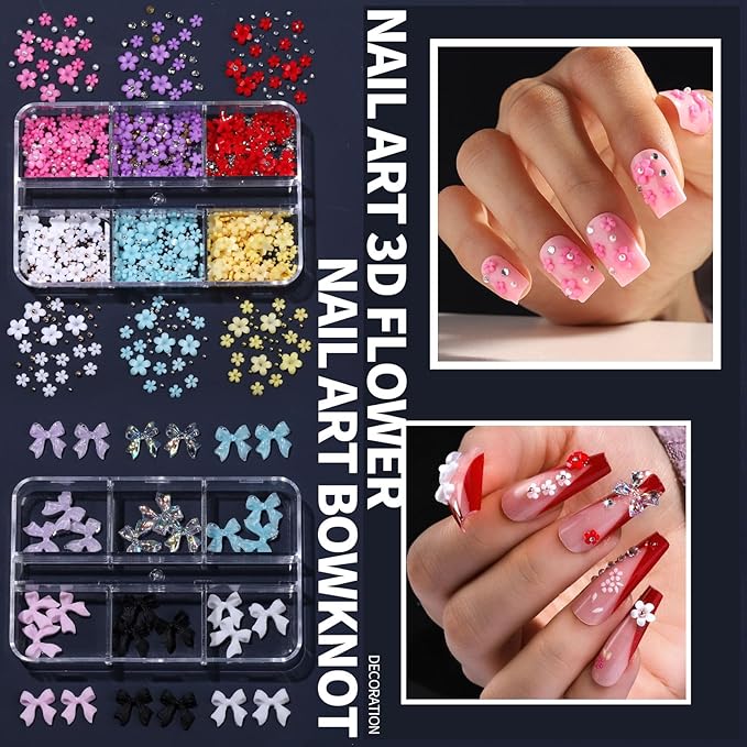 FANDAMEI Nail Art Brushes Set, Nail Art Kits, 3D Nail Charms Nail Design Tools Kit, Nail Set for Beginners ,Nail Dotting Tool, Nail Rhinestones,Chrome Nail Powder,Nail Stickers Nail Art Decoration Kit