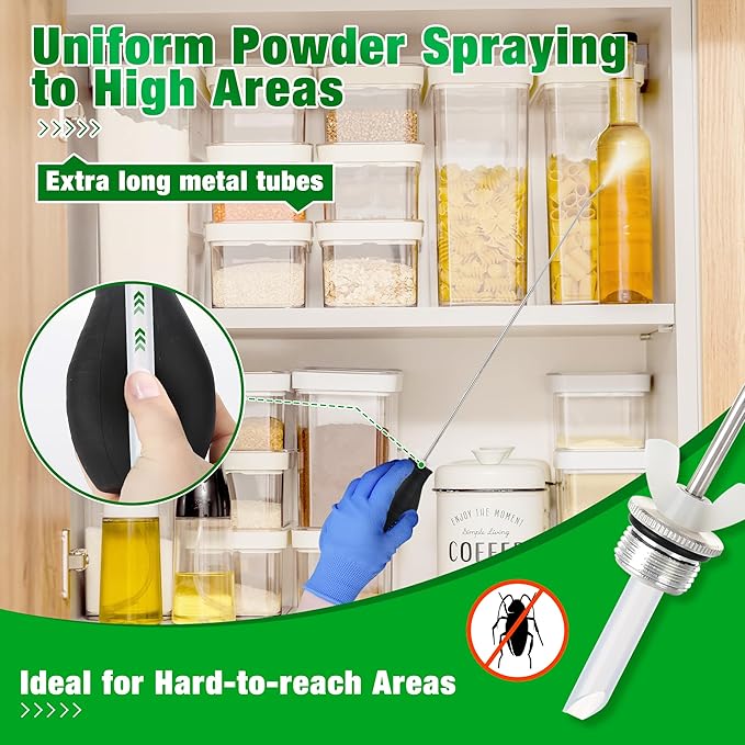 Diatomaceous Earth Powder Duster, 2 Pack, Garden Applicator with Long Metal Tube, Bulb Duster Tool for Home Use (2PCS)