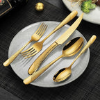 40-Piece Hammered Gold Silverware Set - Image 3