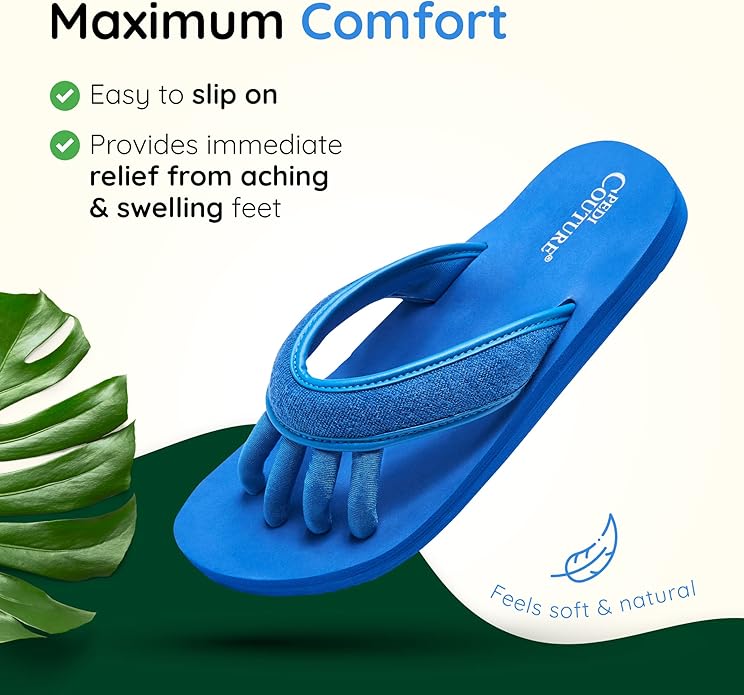 Pedi Couture Pedicure Sandals with Built In Toe Separators for Women - Comfortable Spa Style Flip Flops for Home, Salon, Yoga & Gym Use