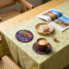 Pumpkin Coasters Leather Round Drink Coasters 6 Pcs Set - Image 5