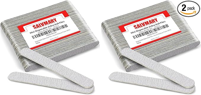 Disposable Zebra Nail Files 80/80 Grit 5 Inch Double Sided Emery Boards for Acrylic Nails Toenails Professional Manicure Pedicure Tools 50Pcs (Pack of 2)
