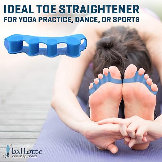 Ballotte Toe Separators, Silicone Toe Spacers for Bunions and Overlapping Hammer Toes, Athletic Tootsie Spacers for Running and Yoga, Foot Finger Splitters for Men & Women (Toe Seperators (Blue 6-Pack))
