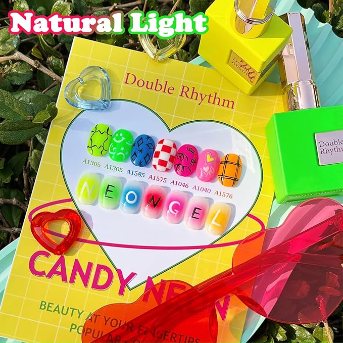 Double Rhythm 28Pcs 0.5Oz Gel Nail Polish Set Same Color Same Bottle Soak Off Gel Polish Kit Nail Art Manicure Salon DIY at Home for Women (Candy Neon Collection-T24-6)