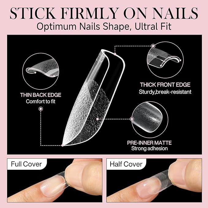 Short Square Nail Tips: 240PCS Soft Gel Pre-filed Short Square Fake Tips, 12 Sizes Full Cover Acrylic False Press On Nails for DIY Nail Art Home Salon