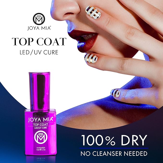 JOYA MIA - No Wipe Gel Top Coat for Acrylic & Gel Nails, Long-Lasting & Soak-Off, 15 mL