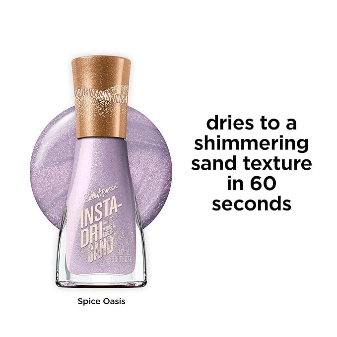 Sally Hansen Insta-Dri Sand Nail Polish | Quick Dry, Long Lasting, Streak-Free Shine | Opaque, Shimmery | 138 Spice Oasis | Light Purple Nail Color