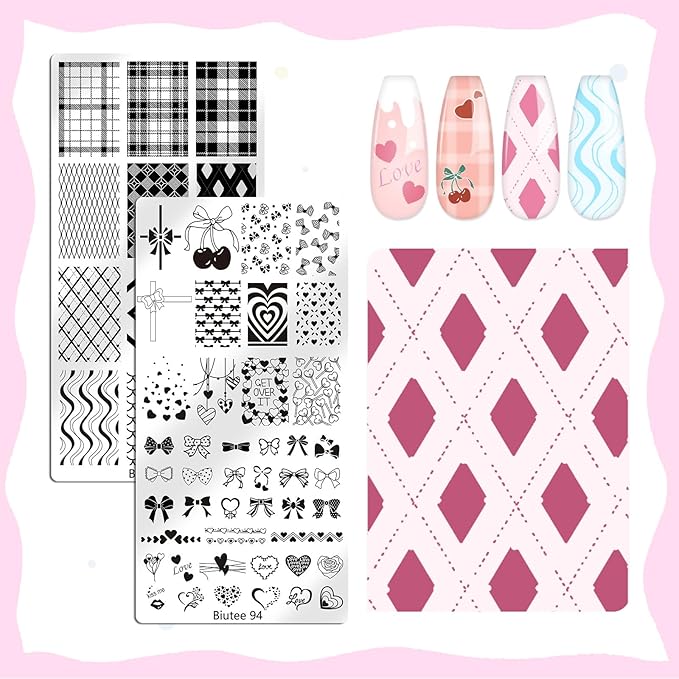 Biutee 10PCS Nail Art Stamping Plates Set Nail Stamper Kit with Nail Stamper Scraper and Storage Bag, Nail Stamp Plate Halloween Christmas Butterfly Starry Sky Flower Design Nail Stamping Kit