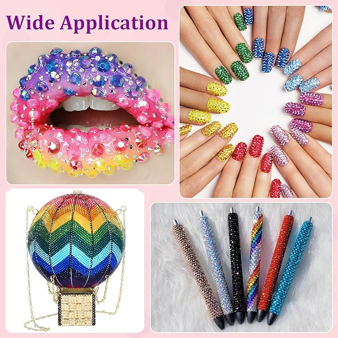 32000Pcs Resin Rhinestones with Tweezers for Crafting, Mixed-Color 3mm Bedazzling Crystal with 1Pcs 10ml B7000 Jewelry Glue for DIY Crafts Clothing Tumblers Shoes Fabric Nail Art
