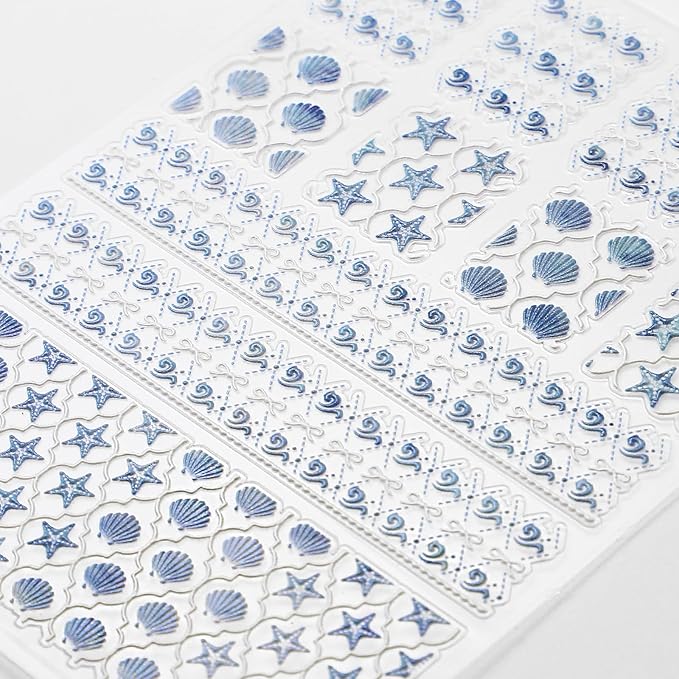 Nail Stickers for Nail Art - Ocean Theme Nail Art Sticker Shell Starfish Nail Decals Self-Adhesive Nails Supply Manicure Stickers for Nails Decoration