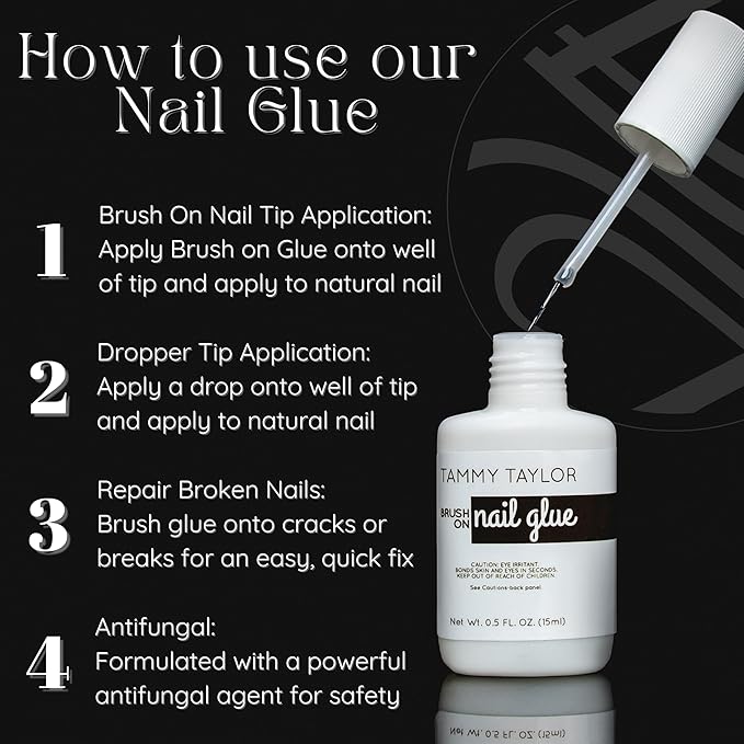 Tammy Taylor Brush On Nail Glue, Dry Clear Gel Nail Glue for Press on Nails, Acrylics, Tips and Even Natural Breaks, UV/LED Curing Needed, Strong Gel for Nails and Extensions