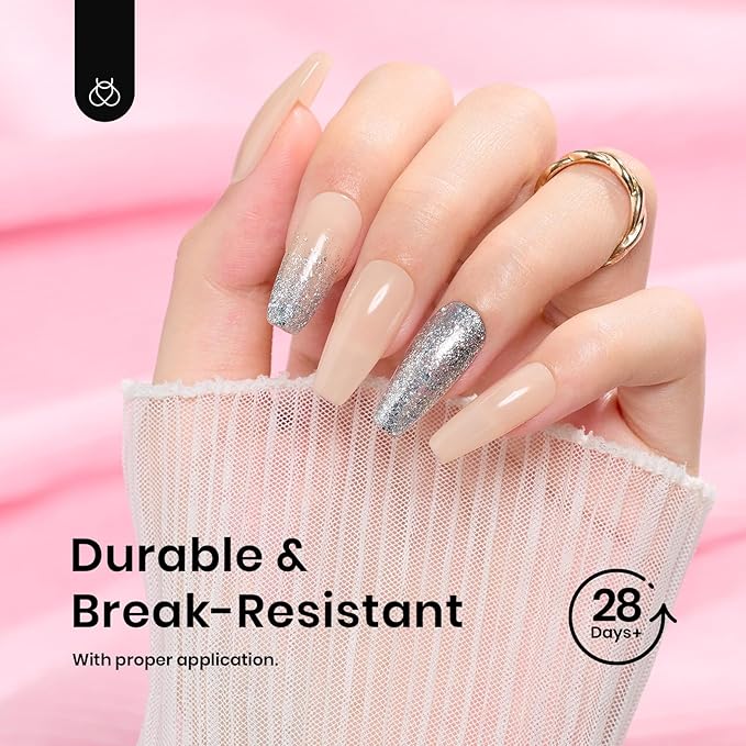 Beetles Coffin Medium Nail Tips - 504 Pcs Easy Press On Nails, Matte Finish, Pre-Shaped for Gel Art Polish