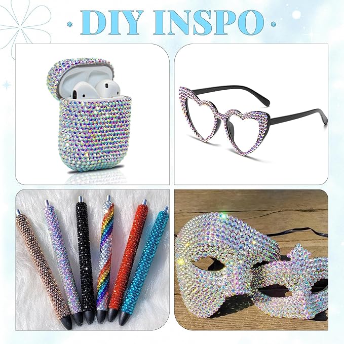 6000Pcs Resin Rhinestones for Bedazzling with 3Pcs B7000 Jewelry Glue, 1 Box AB Flatback Rhinestones for Crafting Crafts DIY, Crystals Gems for Clothing Shoes Tumblers Nail Art Makeup