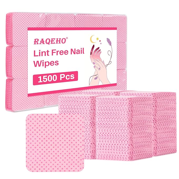 1500pcs Lint Free Nail Wipes - No Lint Nail Polish Gel Remover Wipe Toallitas Sin Pelusa Para UñAs Non Lint Nail Prep Pads Eyelash Extension Napkins Pink Nail Supplies Art Tech Must Haves Stuff