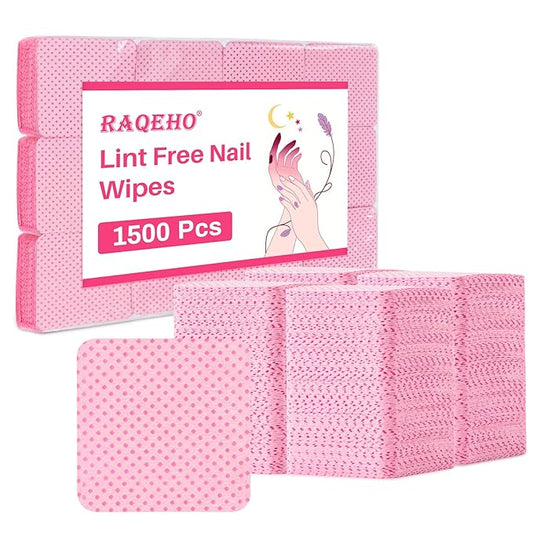 1500pcs Lint Free Nail Wipes - No Lint Nail Polish Gel Remover Wipe Toallitas Sin Pelusa Para UñAs Non Lint Nail Prep Pads Eyelash Extension Napkins Pink Nail Supplies Art Tech Must Haves Stuff