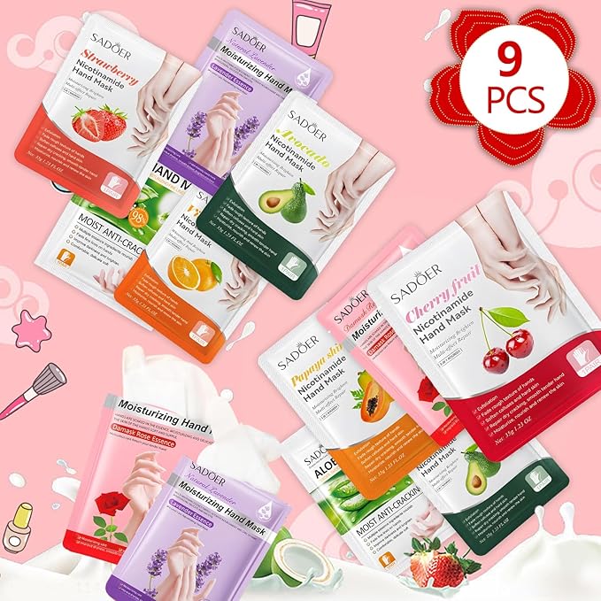 Hand Cream Moisturizing Mask, Hand Masks Moisturizing Glove for Dry Hands, Hydrating and Regenerates Dead Skin, Hand Care Moisture Gloves for Dry Hands, Safe for All Skin Types (count, 9 pack)