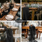 Black 6 Pcs Cheesecloth Table Runner 10FT Gauze Fabric Boho Cheese Cloth Table - Image 6