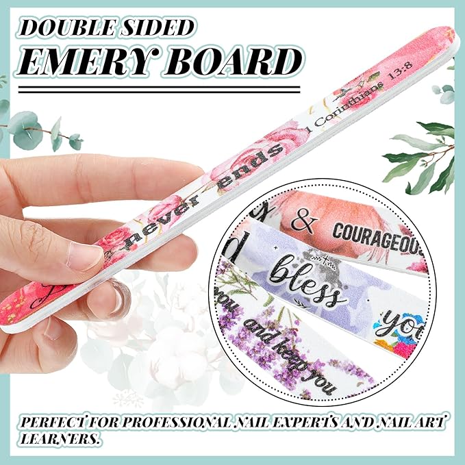 50 Pack Christian Gifts for Women Bulk Church Bible Verse Nail Files Floral Scripture Emery Boards Christian Religious Gift Nail Files for Employee Appreciation Teacher Staff Coworkers Women