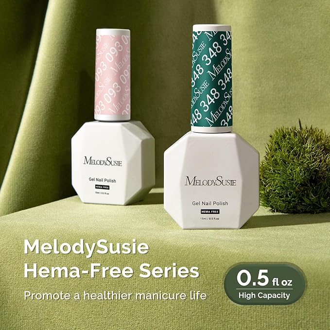 MelodySusie Hema Free Gel Nail Polish, 0.5 Fl Oz Thick Green Gel Polish, Non Toxic, Long Lasting, Soak Off UV Nail Polish, Manicure Nail Design Salon DIY Nail Art at Home 348