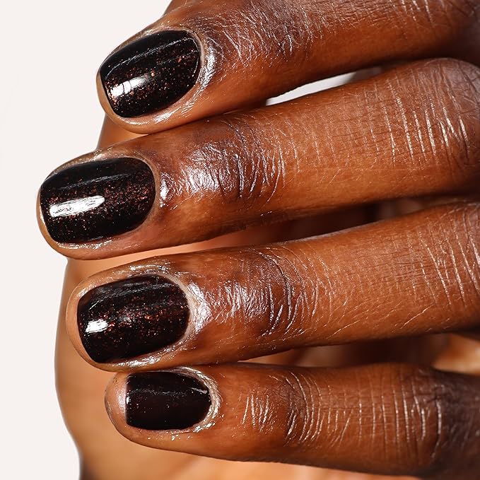 LONDONTOWN lakur Nail Polish - Chip-Resistant, Non-Toxic, Conditions & Hydrates Nails | Glittery Copper Flecked Brown, Around the Fireplace, .40 fl oz