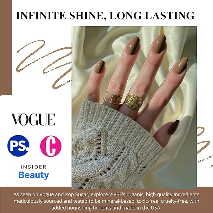 VIVRE Cosmetics Quick Dry Shiny Halal Nail Polish - Vegan, Non Toxic, Long Lasting, Breathable and Water Permeable - Whole Latte Love