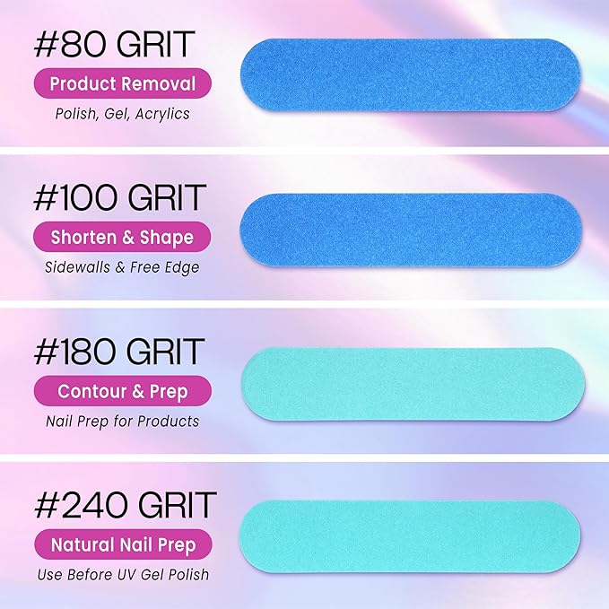 25PCS Mini Size PANA Professional Double Sided Nail Files - Blue, 180/240 Grit - Emery Board Nail Buffering File Manicure Pedicure Nail Polisher Washable