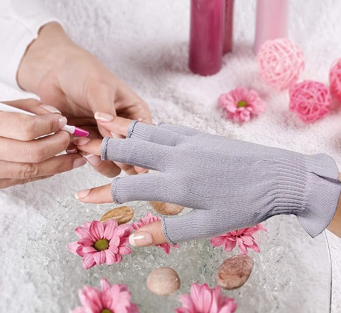 MIG4U 3 Pairs Fingerless Moisturizing Gloves, Half Finger Touchscreen Beauty Glove for Eczema, SPA, Dry Hands, Skin Treatment, Summer Sun UV Protection, Pale Purple S/M