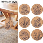 Cork Coasters for Drinks Absorbent Non Slip 12pcs 4 Inch Flower | Coaster for - Image 4