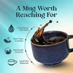 NOVA CERAMICS Navy Blue Extra Large Coffee Mug - 16 oz Ceramic Mug - Abyss | - Image 3