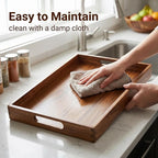 Acacia Wood Tray Set of 3, Stackable Serving Trays - Image 5