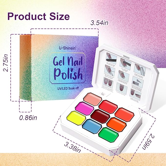 Gradient Painting Gel, 9 Colors Ombre Gel Nail Polish Sponging for Pigment Pat Nails Aura Nails French Manicure Long-lasting Home Salon DIY Nail Art Fluorescent
