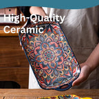 Serving Tray with Handles Rectangular Serving Platter Ceramic Extra Large - Image 2