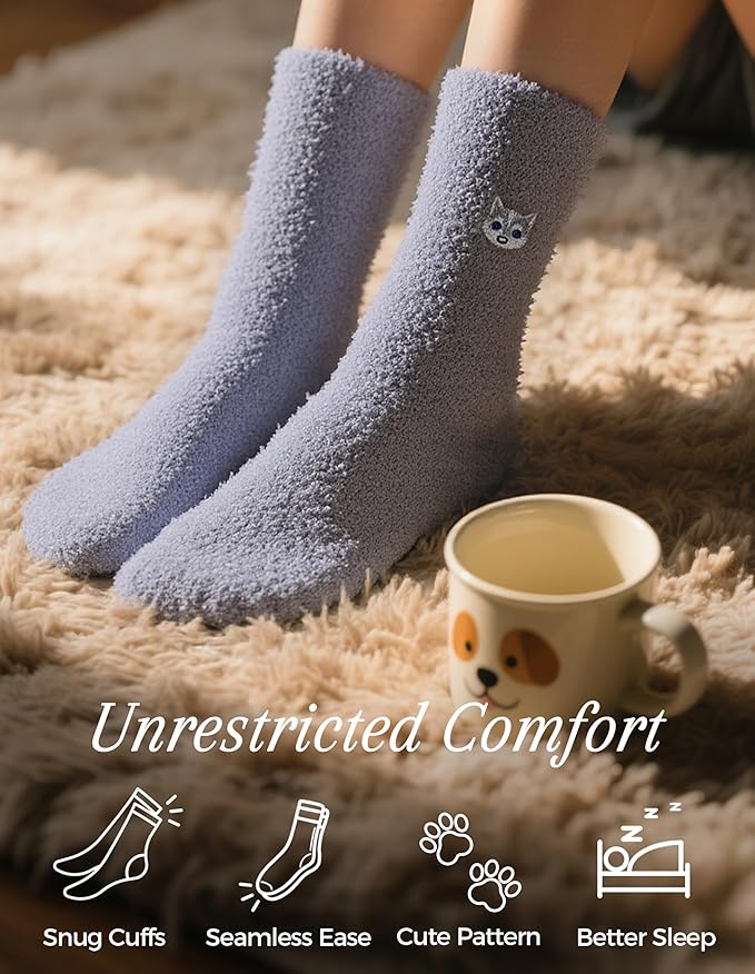 TEHOOK Warm & Cozy Gifts for Women, Stocking Stuufers, Fluffy Fuzzy Plush Sleeping Slipper Socks - Soft Warm Fabric