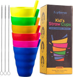 JoyServe 10 Oz Kids Straw Cups BPA-Free Stackable Drink Tumblers | Built-In - Image 4
