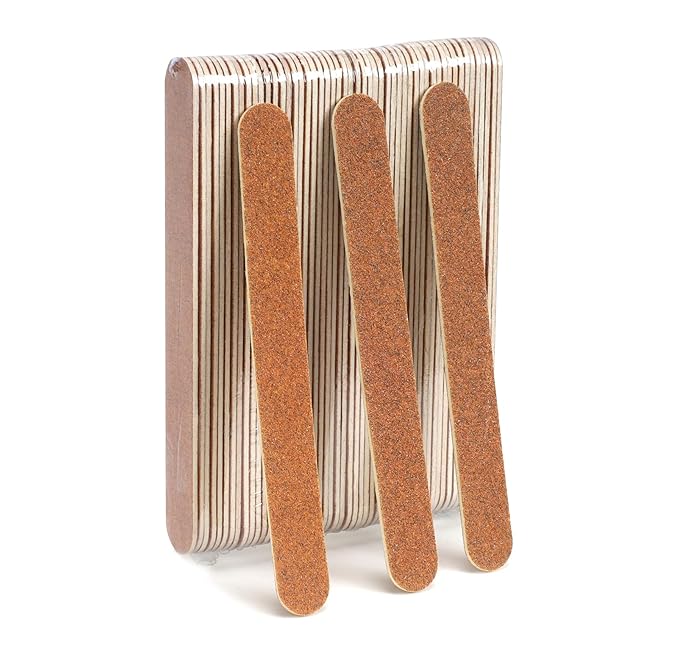 Nail Files, 50 PCS Fingernail Files 100/100 Grit Brown Double Sided Emery Boards for Natural Nails - Professional Nail File Bulk Washable Manicure Tool Travel Size