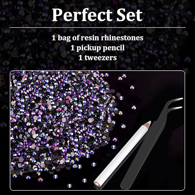 15000pcs 2mm Resin Rhinestones Bulk, Purplish Black AB Flatback Round Jelly Rhinestones Non Hotfix Crystal Gems Large Quantity Wholesale for DIY Crafts Clothes Bottles Face Makeup Manicure