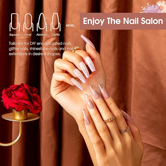 ROSALIND Pink Poly Nail Gel, 60ml Extension Gel for Nail Art Poly, Natural Color Builder Pink Gel Poly Extension Easy to DIY Use at Home Need UV Lamp