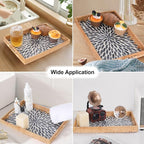 Rectangle Rattan Tray with Mother of Pearl Inlay, Rattan Serving Tray with - Image 2
