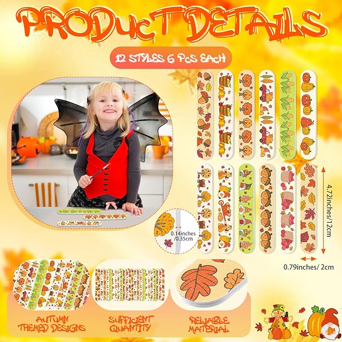 Gisafai 48 Pcs Fall Nail File Emery Board Gift Set Double Sided Nail Files Bulk Mini Thanksgiving Harvest Pumpkin Emery Board Manicure Tool for Autumn Natural Acrylic Nails Thanksgiving Party Supplies