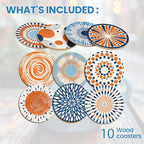 10pcs Coasters for Drinks Abstract Art Absorbent Coasters Set Round Tabletop - Image 3