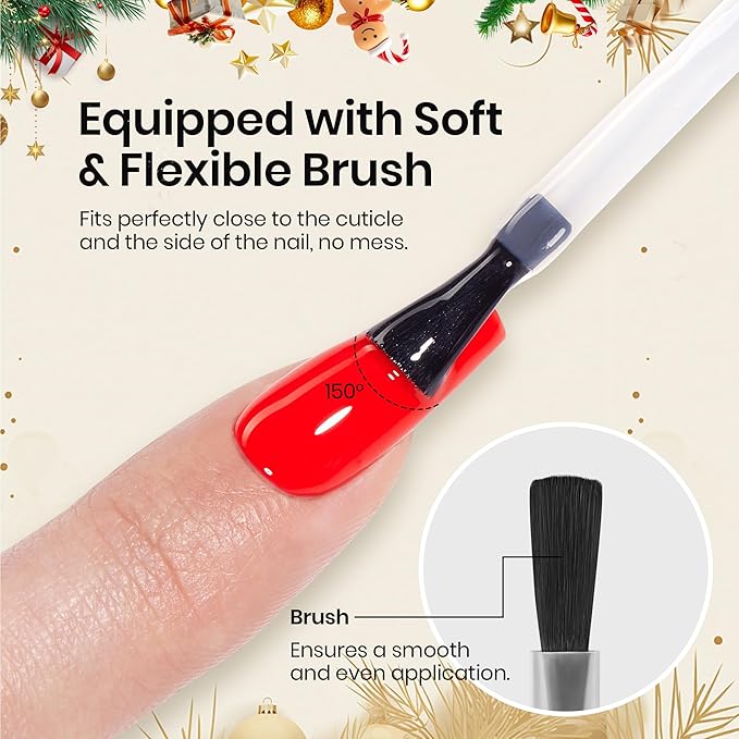 Beetles Christmas Limited Gel Top Set, 2Pcs 15ml Top Coat Gel Nail Polish, No Wipe Long Lasting Shining Glossy Top Coat Nail Manicure Soak off U V Lamp Needed Christmas Nail Gifts for Women